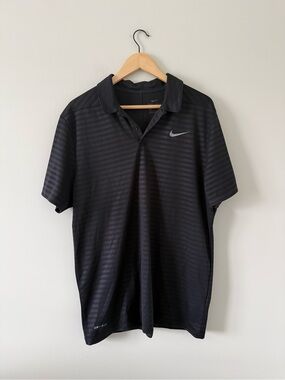 Nike Men’s Black Polo with Subtle Stripe